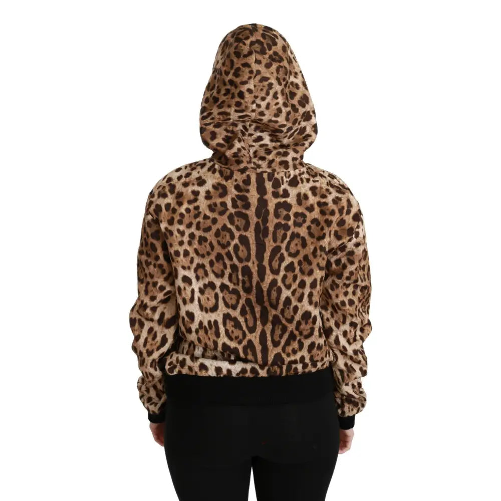Dolce & Gabbana Brown Hooded Studded Ayers Leopard Sweater