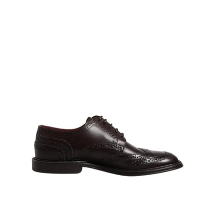 Dolce & Gabbana Brown Leather Derby Wingtip Lace Up Formal Dress Shoes
