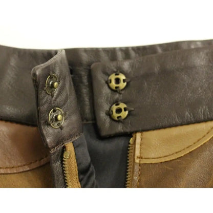 Dolce & Gabbana Brown Patchwork Leather Straight Skirt