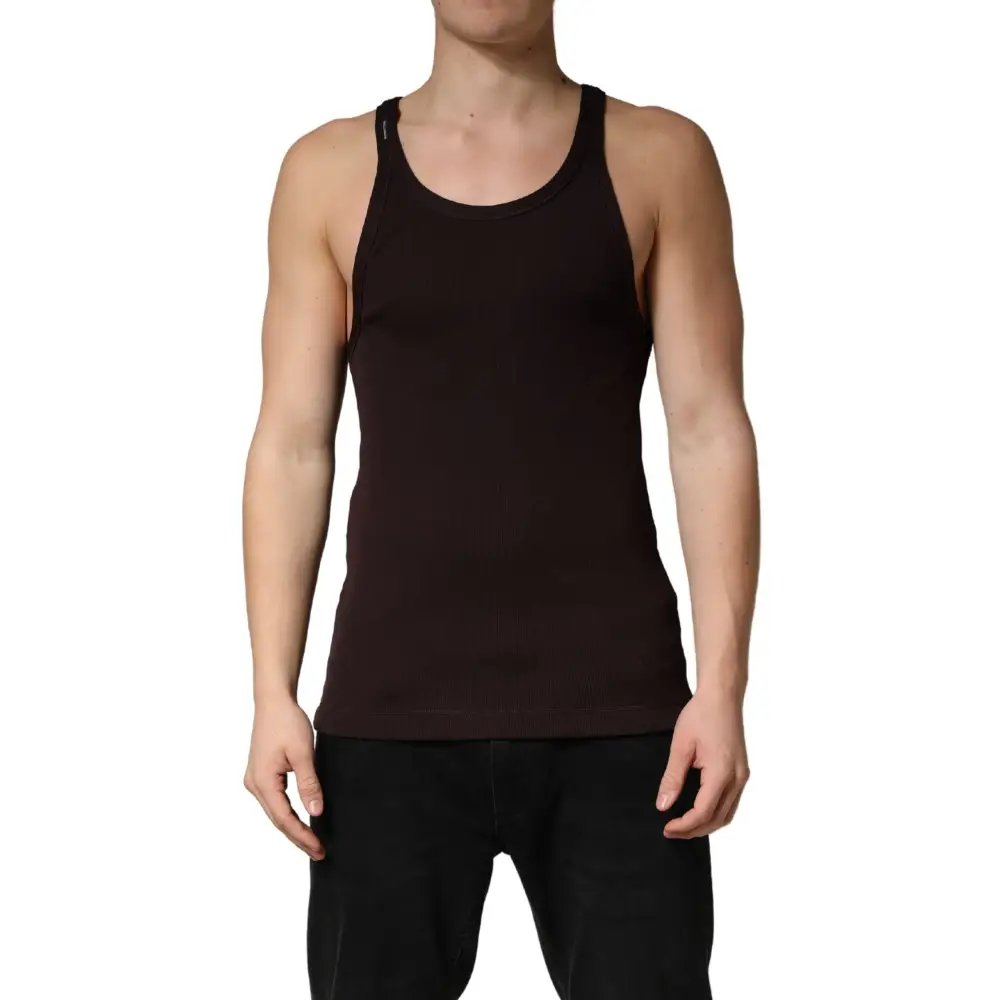 Sort Dolce & Gabbana brun tank top, 100% originale brands fra outlet mærkevarer