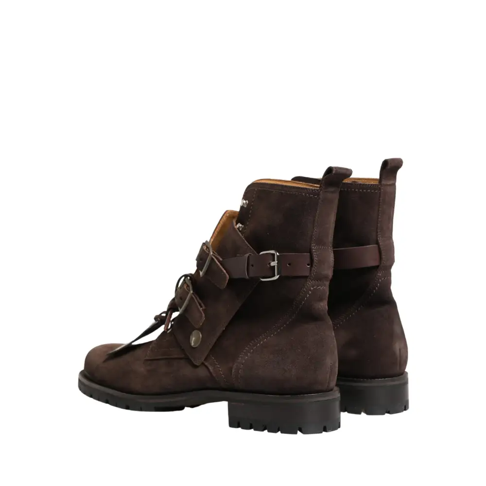 Dolce & Gabbana Brown Suede Leather Buckle Ankle Boots Shoes - Ankelstøvler
