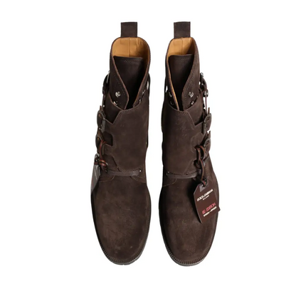 Dolce & Gabbana Brown Suede Leather Buckle Ankle Boots Shoes - Ankelstøvler