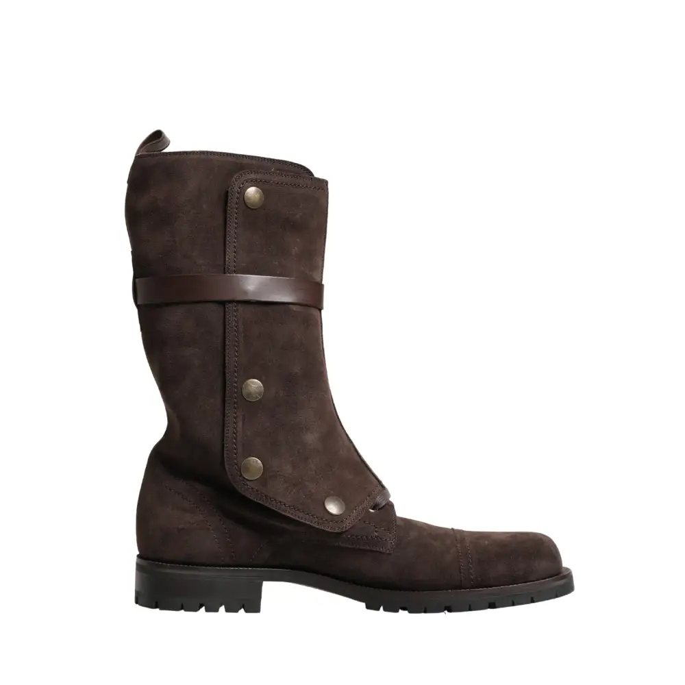 Dolce & Gabbana Brown Suede Leather Combat Ankle Boots Shoes - Ankelstøvler