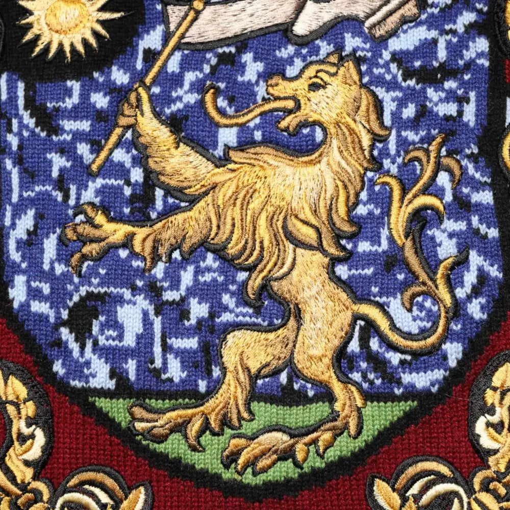 Dolce & Gabbana Burgundy Cashmere Lion Crest Pullover Sweater