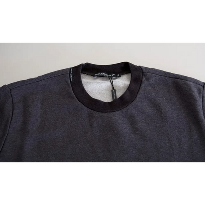 Dolce & Gabbana Dark Gray Cotton Crew Neck Pullover Sweater - Sweaters