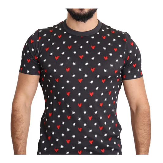 Sort Dolce & Gabbana hjerter T-shirt, outlet mærkevarer 100% originale brands