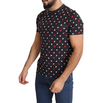 Sort Dolce & Gabbana hjerteprint t-shirt med outlet mærkevarer rabat 30-70%