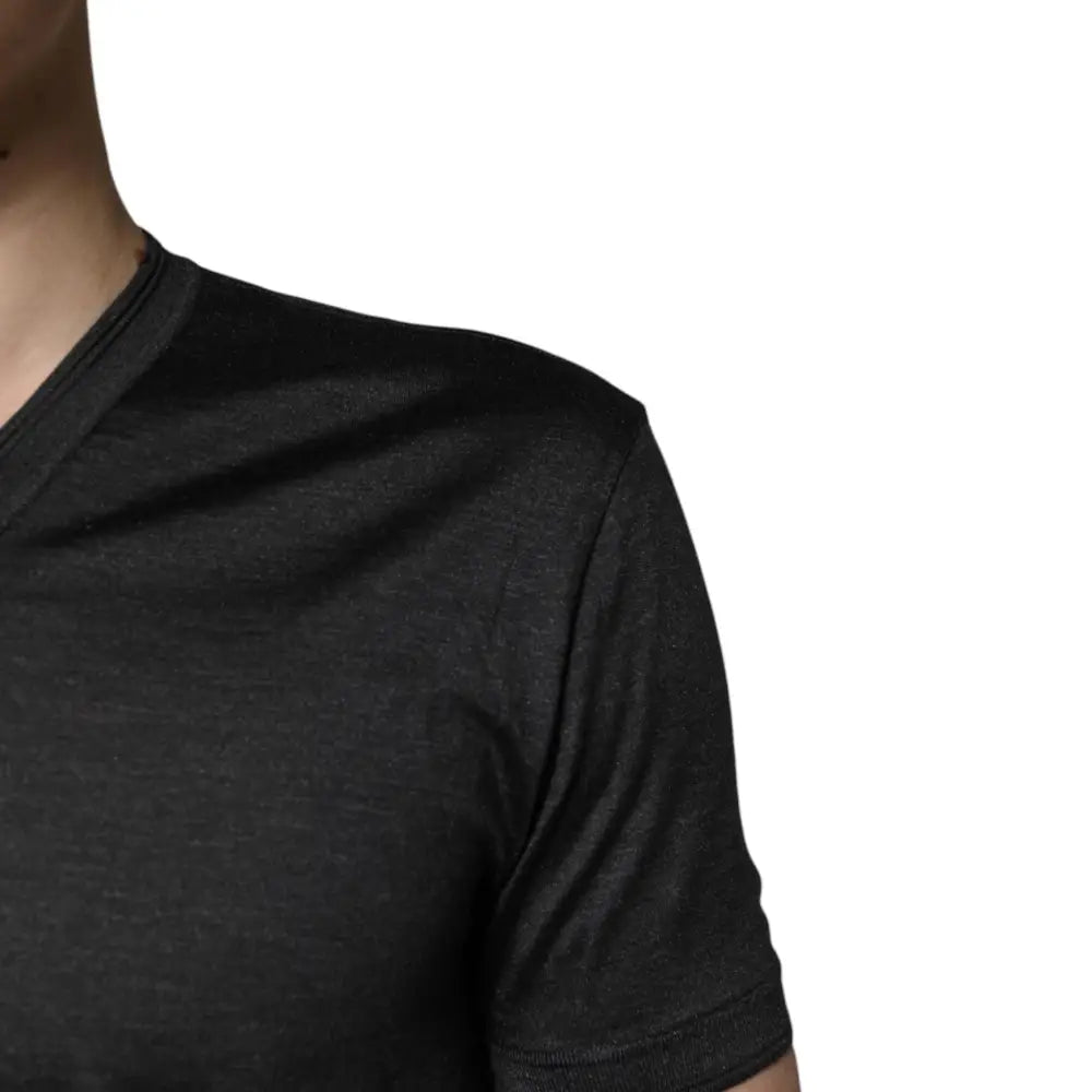 Dolce & Gabbana Dark Gray Silk V-neck Short Sleeves T-shirt