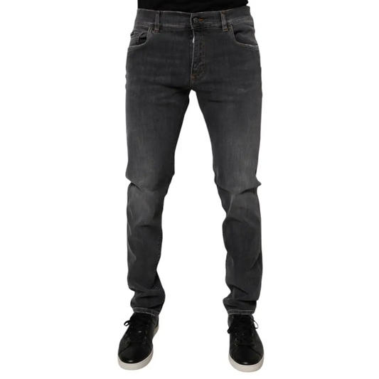 Dolce & Gabbana mørkegrå vasket bomuld slim fit denim jeans