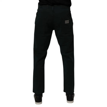 Dolce & Gabbana Dark Green Cotton Loose Men Denim Jeans