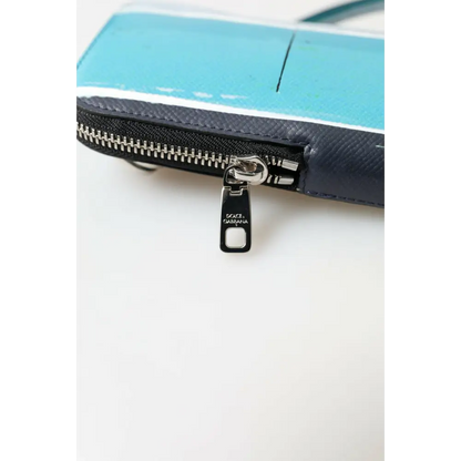 Dolce & Gabbana elegant leather crossbody phone bag in blue and white
