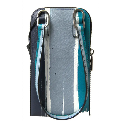 Dolce & Gabbana elegant leather crossbody phone bag in gray, teal, blue and white