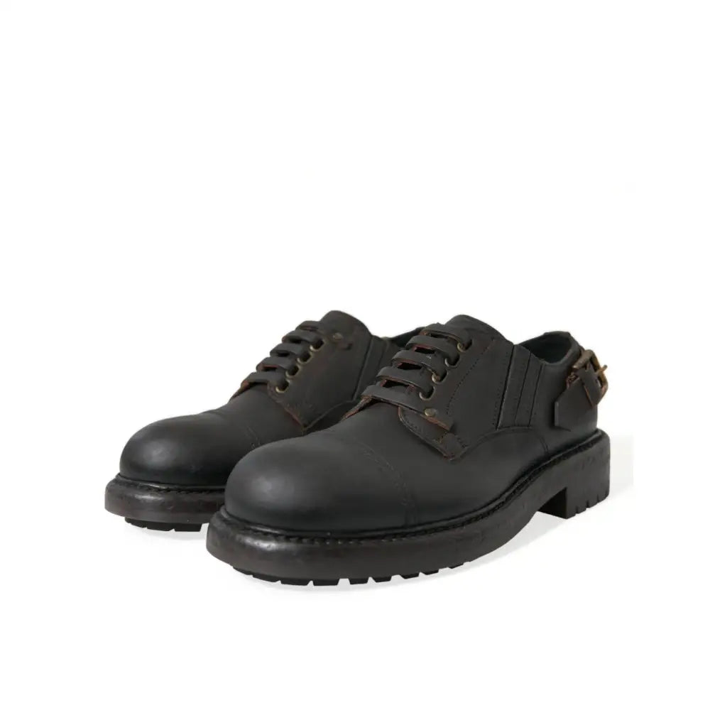 Dolce & Gabbana Elegant Mens Leather Derby Dress Shoes