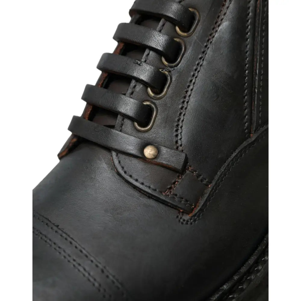 Dolce & Gabbana Elegant Mens Leather Derby Dress Shoes