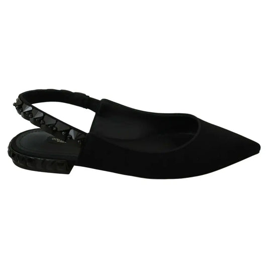 Dolce & Gabbana Elegant Silk Blend Slingback Flats with Crystals