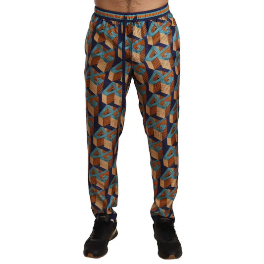 Dolce & Gabbana Elegant Silk Jogger Pants with Vibrant Print