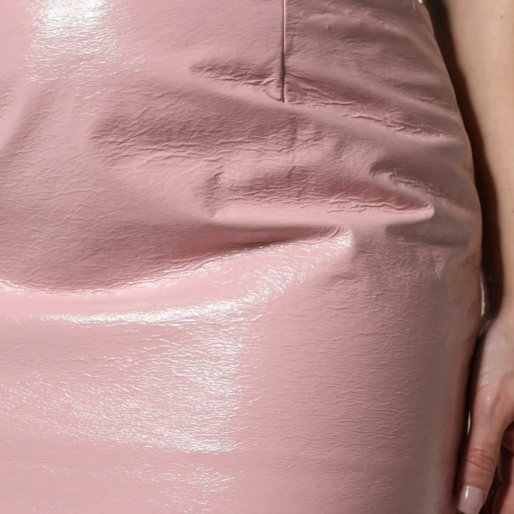 Dolce & Gabbana Glossy Pink Cotton High Waist Mini Skirt