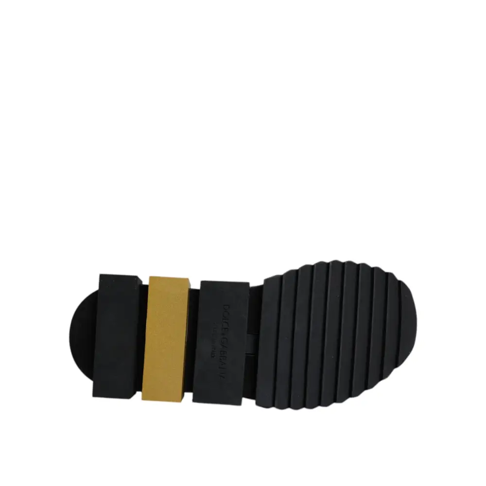 Dolce & Gabbana gold glitter leopard Sorrento sneakers black gummisål med gul stribe