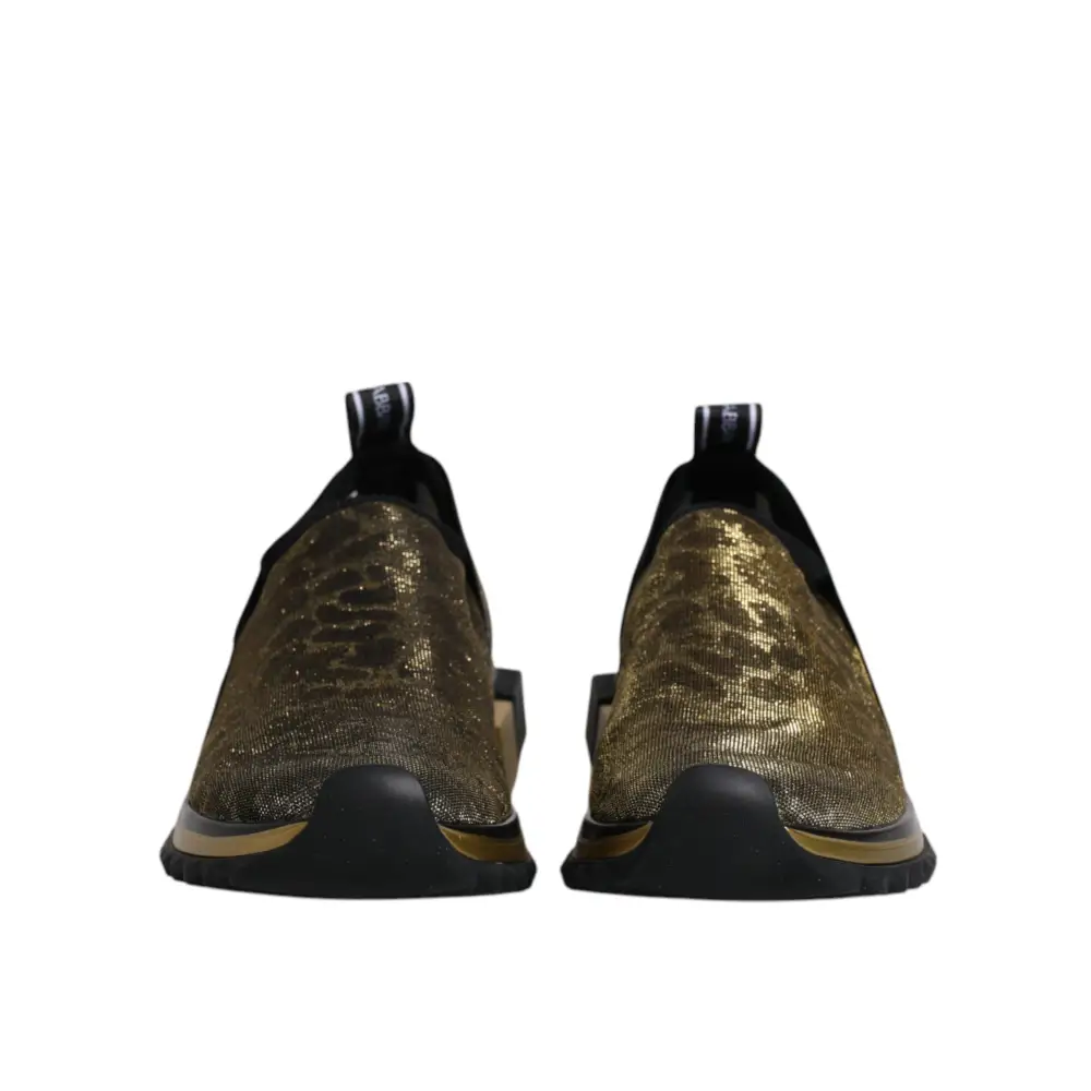 Dolce & Gabbana gold glitter leopard Sorrento sneakers bagside