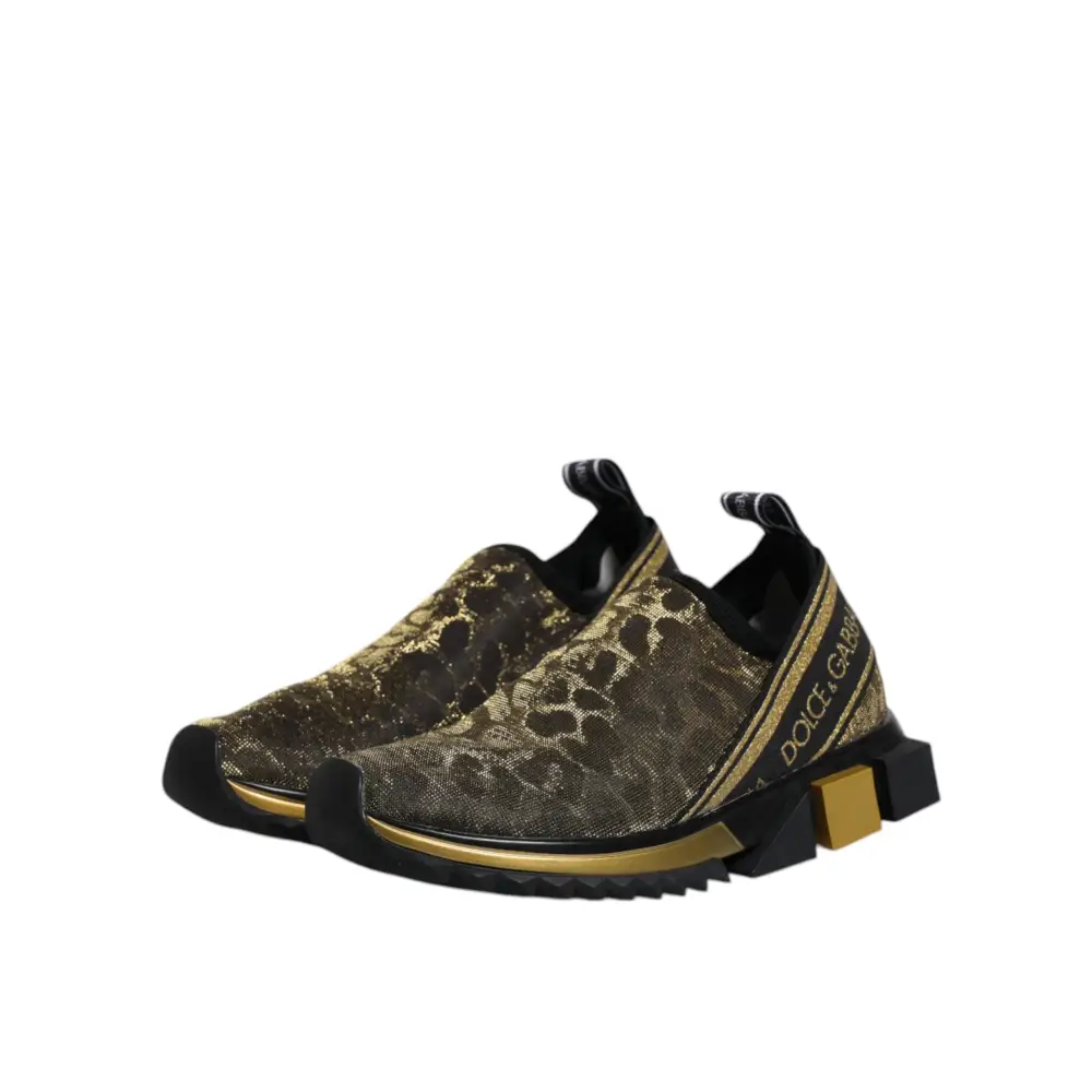 Dolce & Gabbana gold glitter leopard Sorrento sneakers bagside