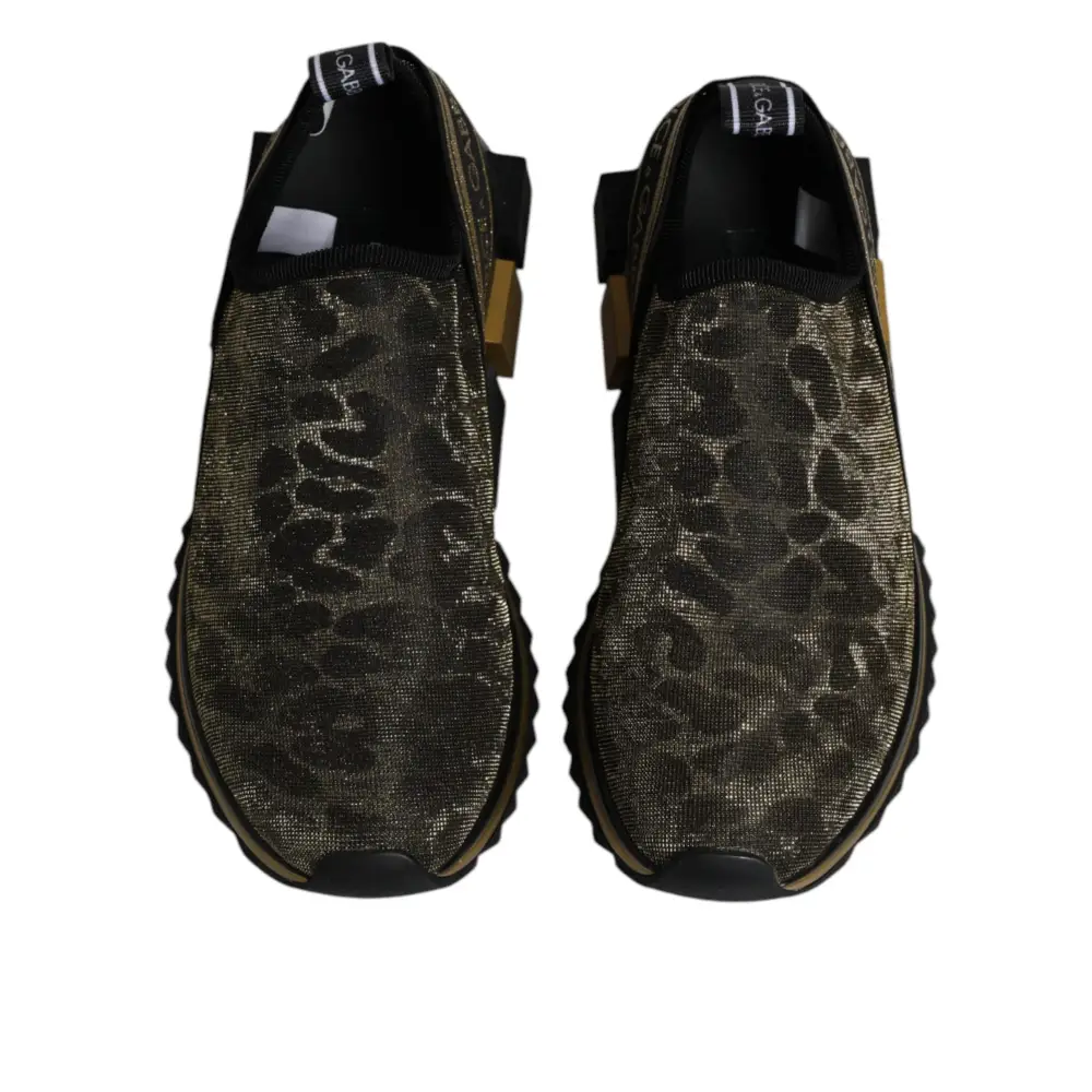 Dolce & Gabbana gold glitter leopard Sorrento sneakers i mørk oliven og sort