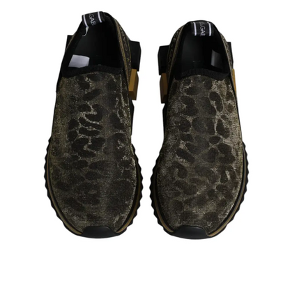 Dolce & Gabbana gold glitter leopard Sorrento sneakers i mørk oliven og sort