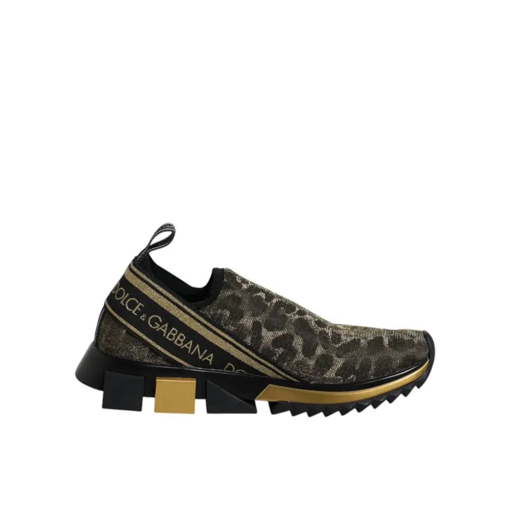 Dolce & Gabbana gold glitter leopard Sorrento sneaker bagside
