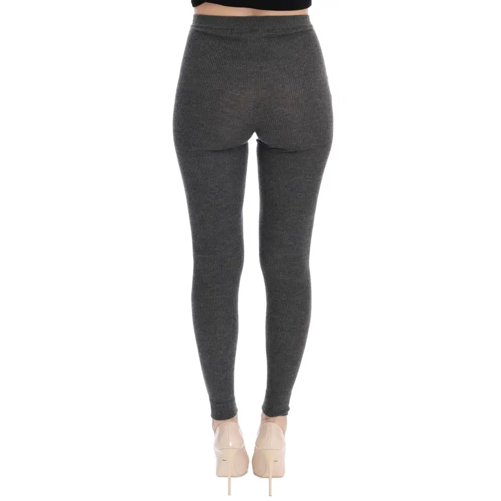 Dolce & Gabbana mørkegrå ribbed cashmere stretch tights