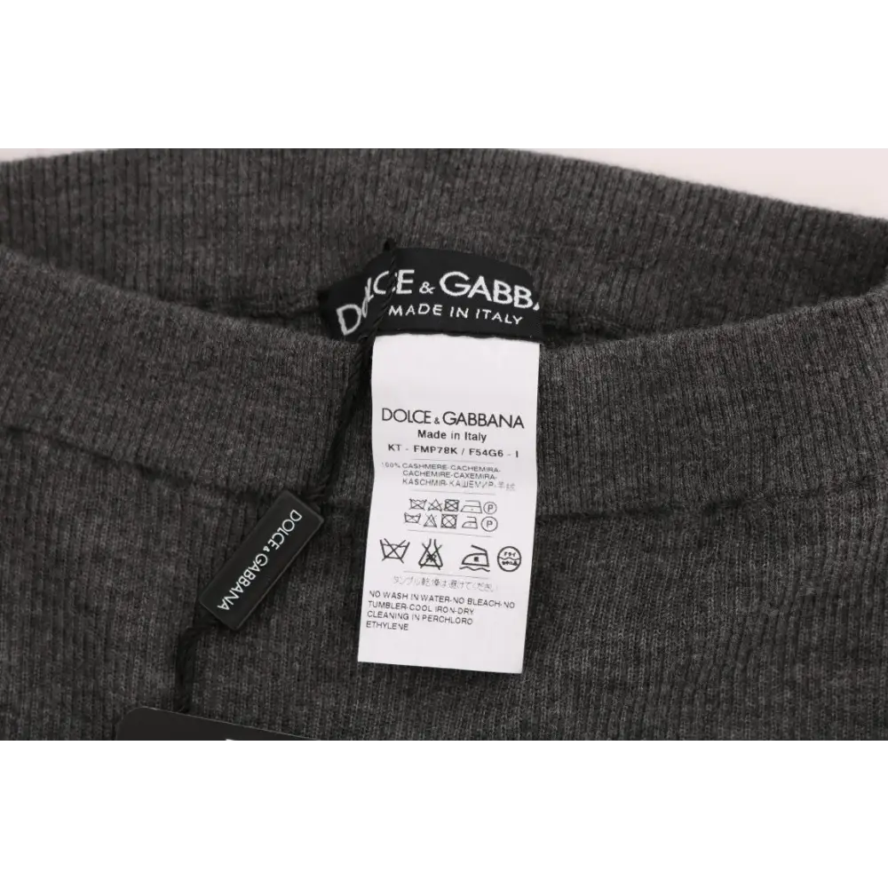 Mørkegrå ribbed cashmere stretch tights fra Dolce & Gabbana, made in Italy