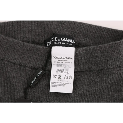 Mørkegrå ribbed cashmere stretch tights fra Dolce & Gabbana, made in Italy