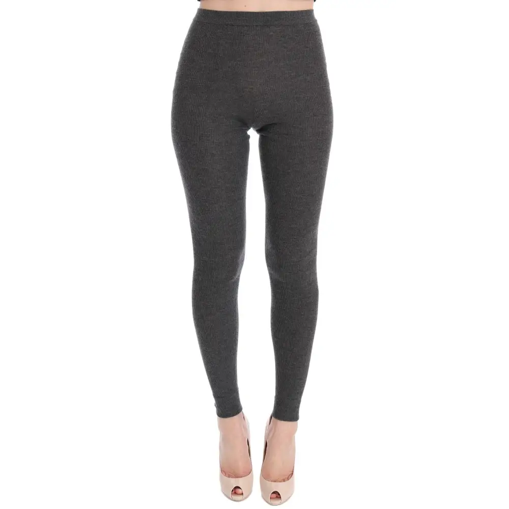 Mørkegrå ribbed strikkede Dolce & Gabbana cashmere stretch tights