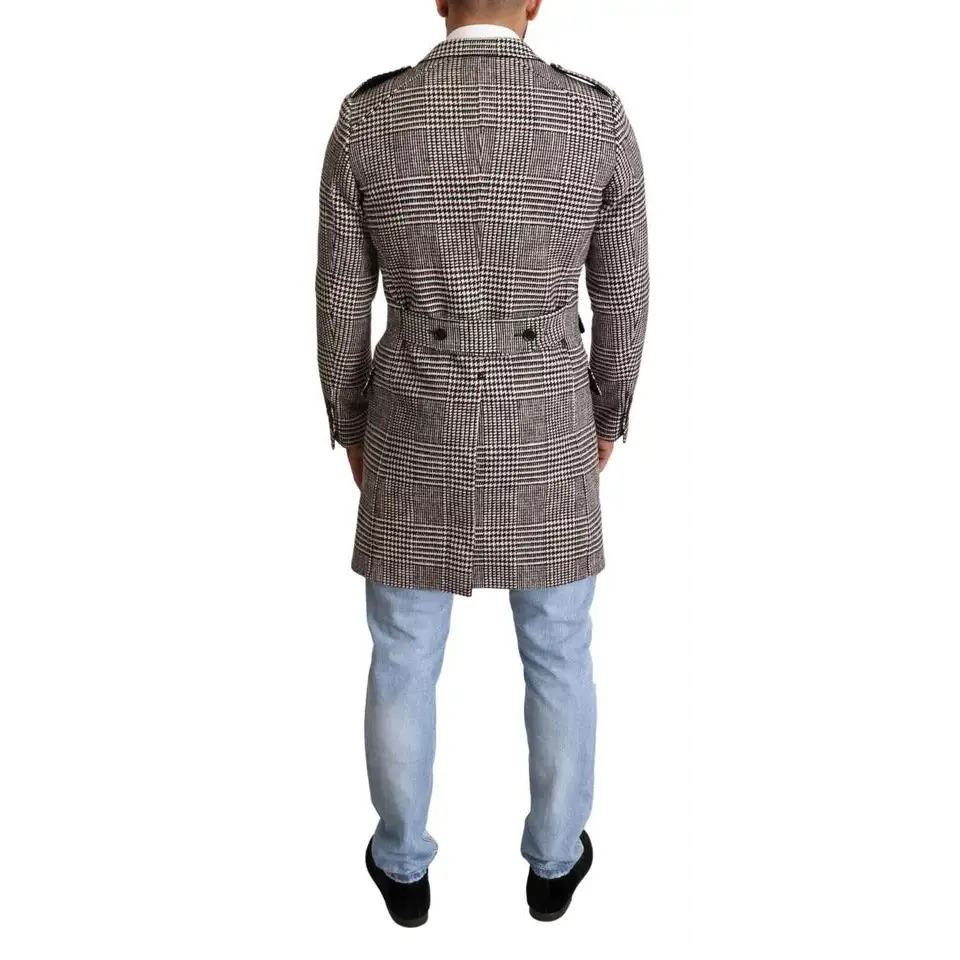 Dolce & Gabbana grå ternede trench coat i outlet mærkevarer