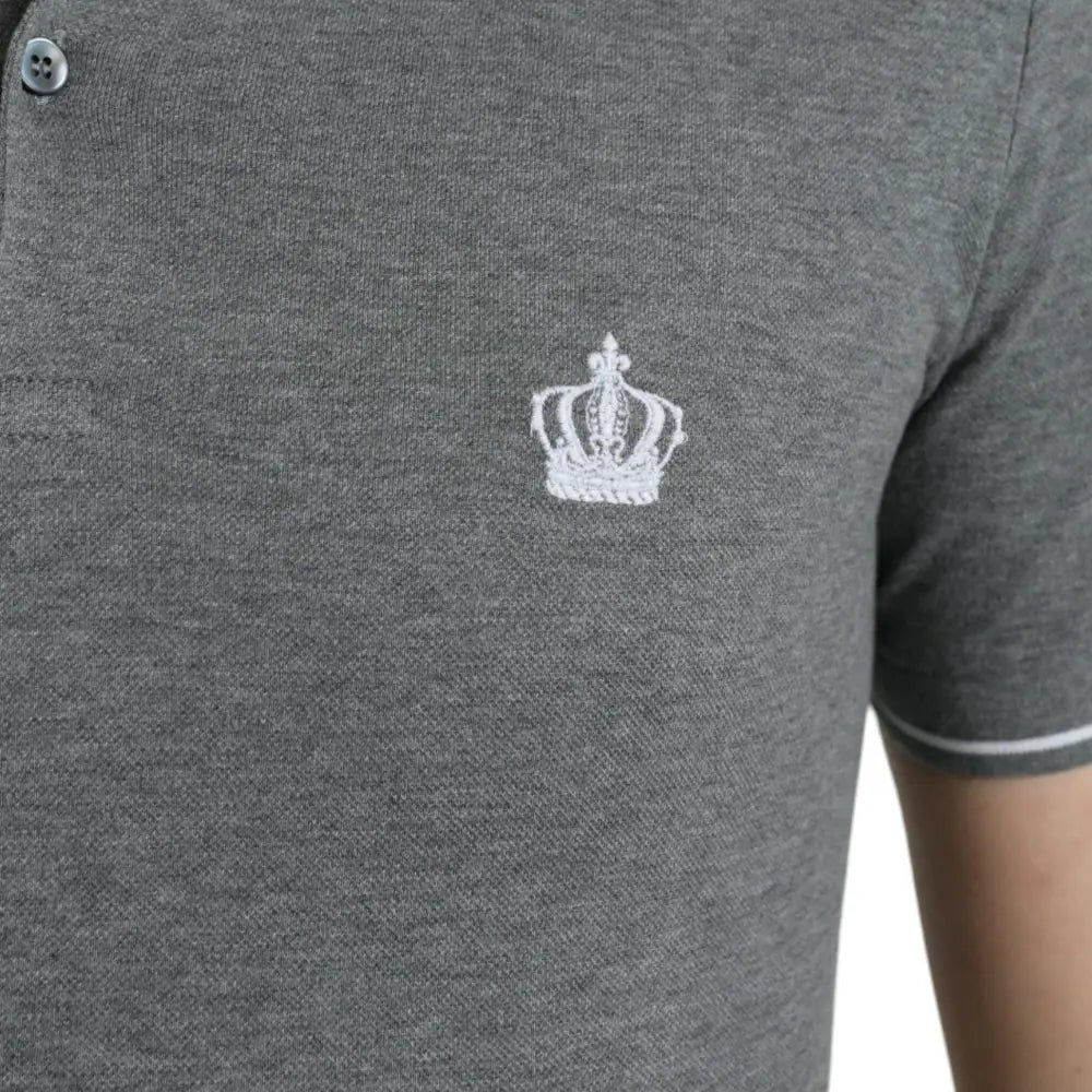 Dolce & Gabbana Gray Collared Short Sleeve Crown T-shirt
