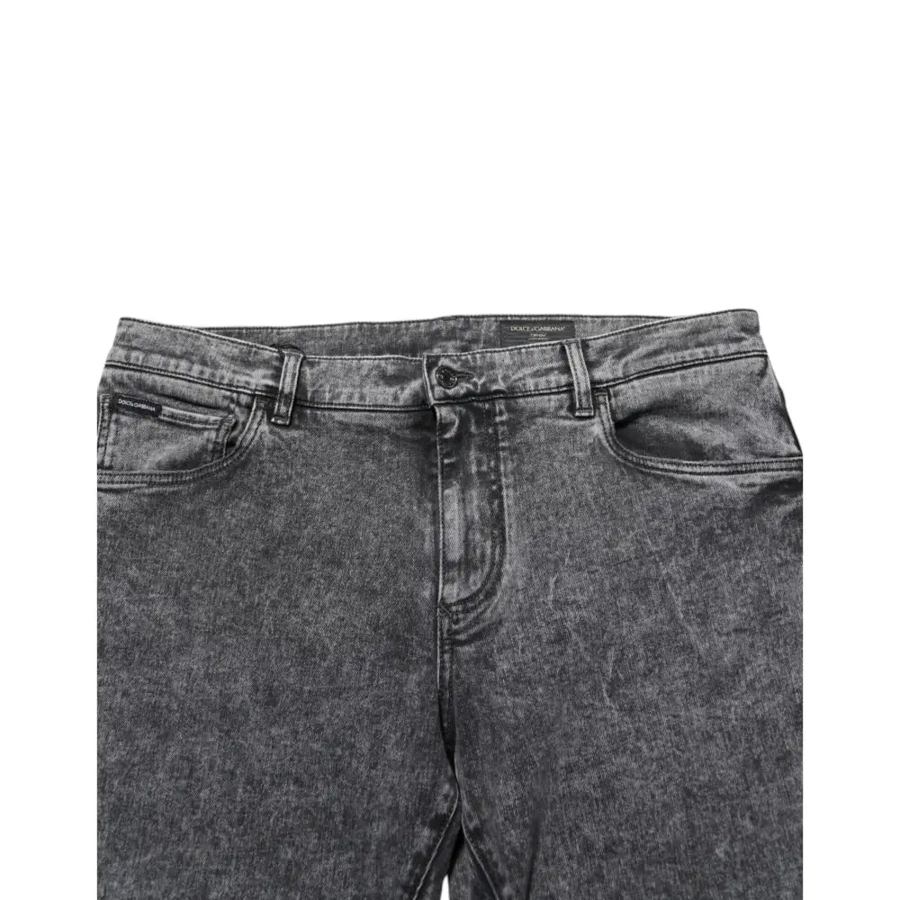 Dolce & Gabbana Gray Cotton Slim Fit Denim Trouser Jeans