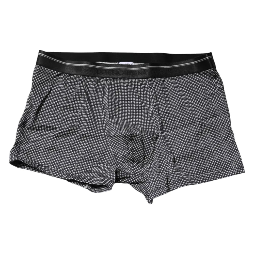 Dolce & Gabbana Gray Printed Cotton Boxer Short Underwear