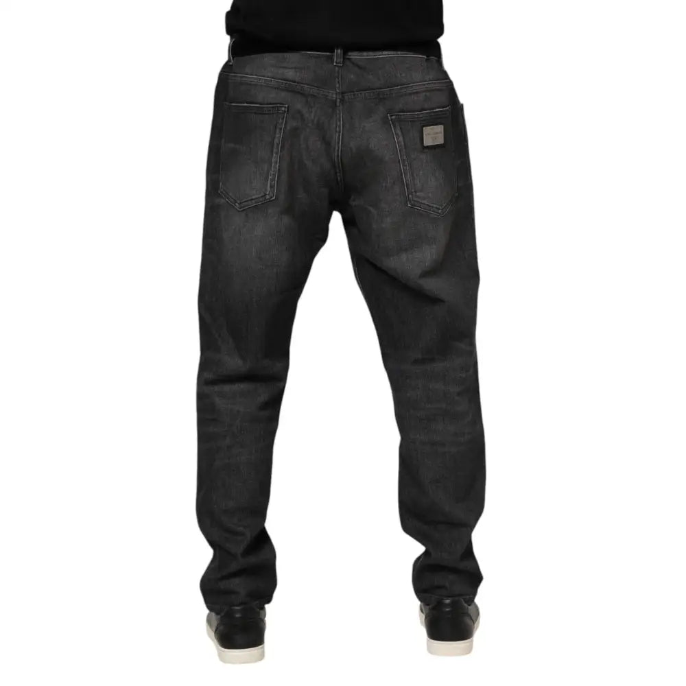 Dolce & Gabbana Gray Washed Cotton Loose Denim Jeans
