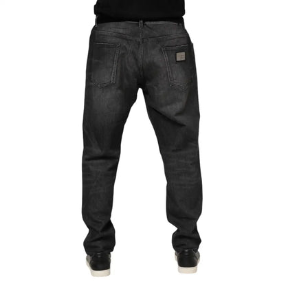 Dolce & Gabbana Gray Washed Cotton Loose Denim Jeans