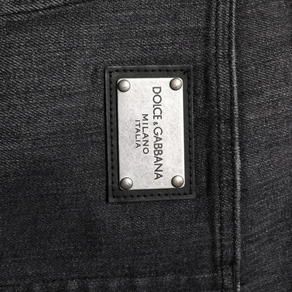 Dolce & Gabbana Gray Washed Cotton Loose Denim Jeans