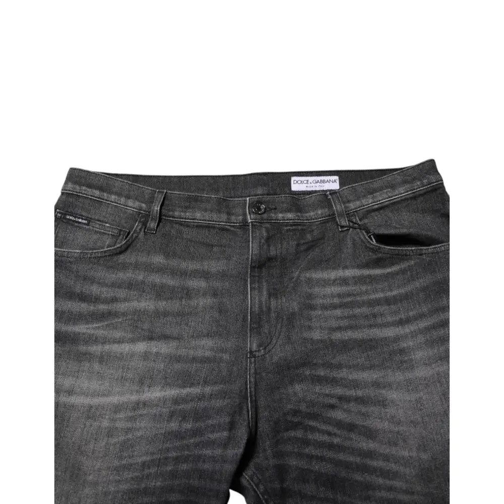 Dolce & Gabbana Gray Washed Cotton Loose Denim Jeans