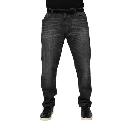 Dolce & Gabbana Gray Washed Cotton Loose Denim Jeans