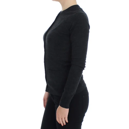 Sort Dolce & Gabbana grå ul cardigan med sort langærmet tekstur, spar 30-70% på 100% originale brands
