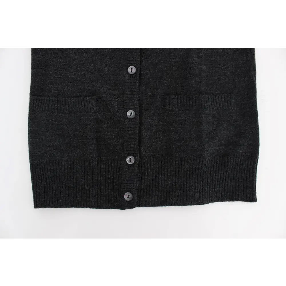 Dolce & Gabbana grå uld cardigan med knapforlukning og ribkantmanchetter