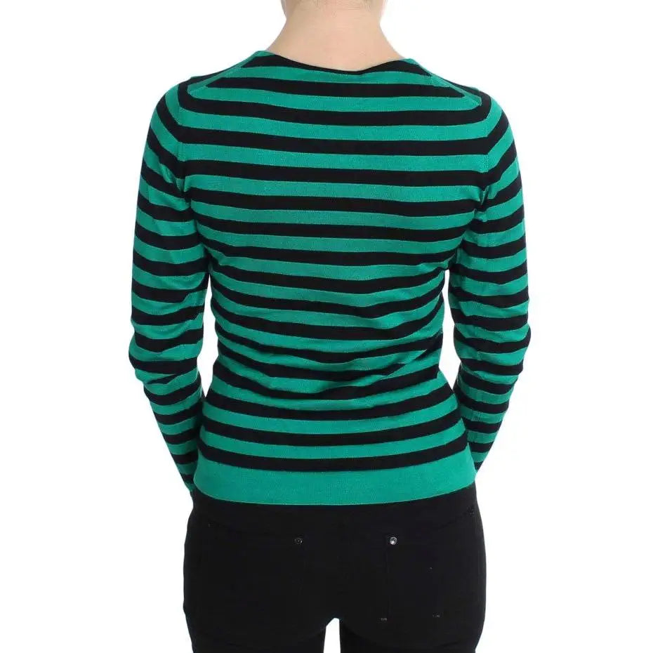 Dolce & Gabbana Green Black Silk Cashmere Sweater