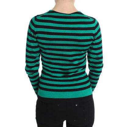 Dolce & Gabbana Green Black Silk Cashmere Sweater