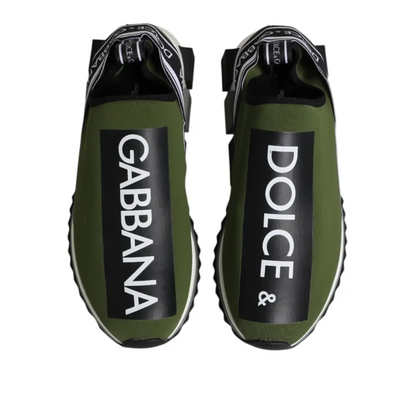 Dolce & Gabbana Green Black Slip On Sorrento Sneakers Shoes