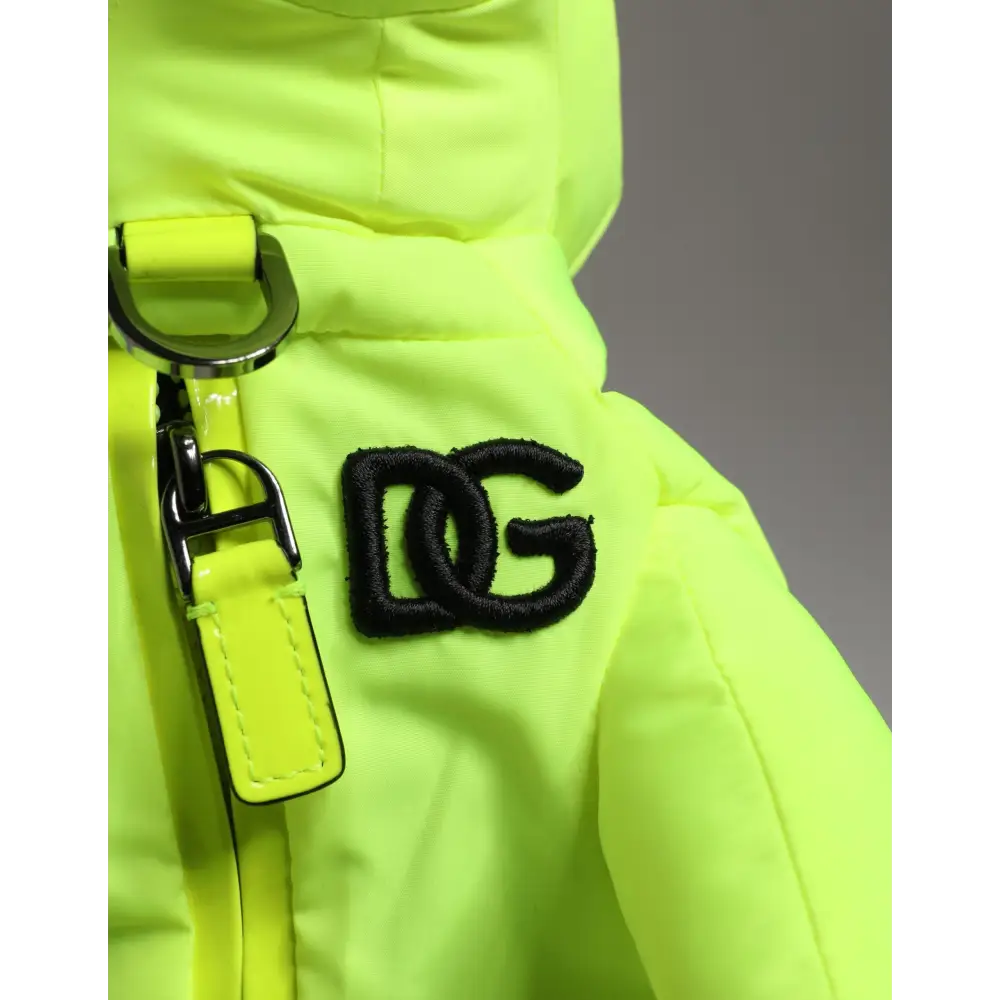 Lys neon gul puffer jakke med DG-logo, til Dolce & Gabbana outlet mærkevarer