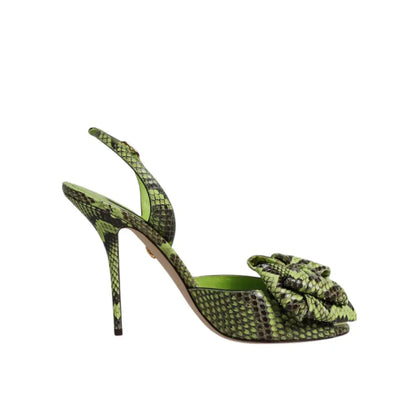 Dolce & Gabbana Green Python Leather Heels Sandals Shoes