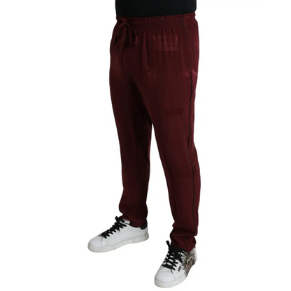 Dolce & Gabbana Maroon Crown Pattern Silke Pajama Bukser & Jeans - Jeans