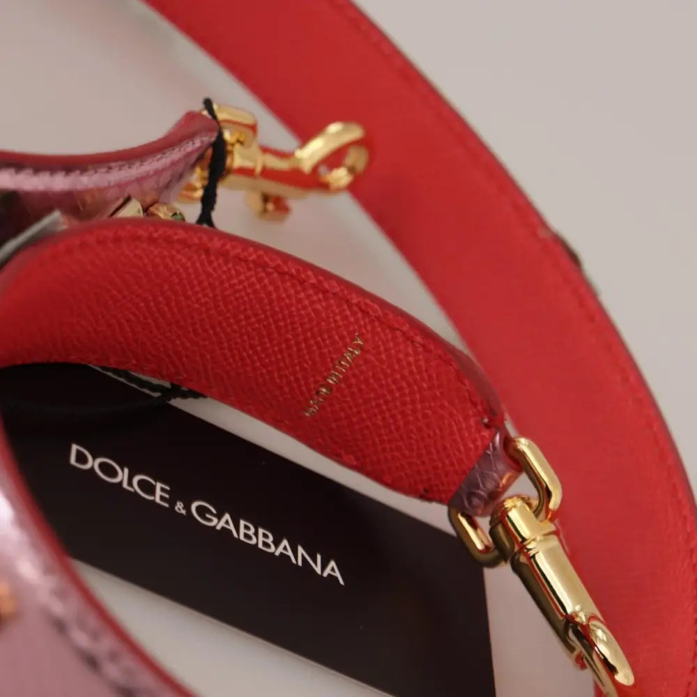 Dolce & Gabbana Metallic Pink Læder Studded Skulder Strap