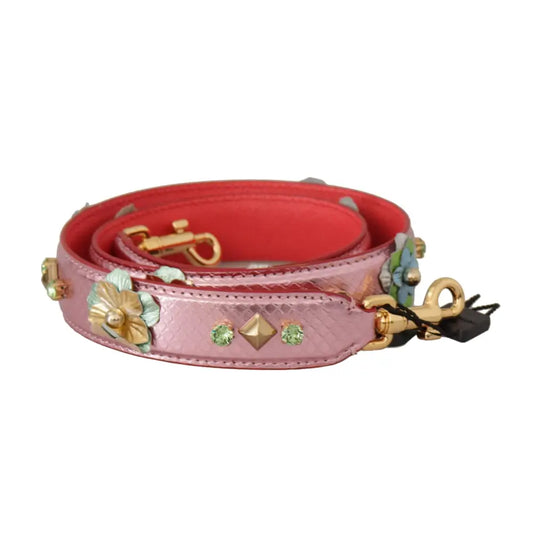 Dolce & Gabbana Metallic Pink Læder Studded Skulder Strap